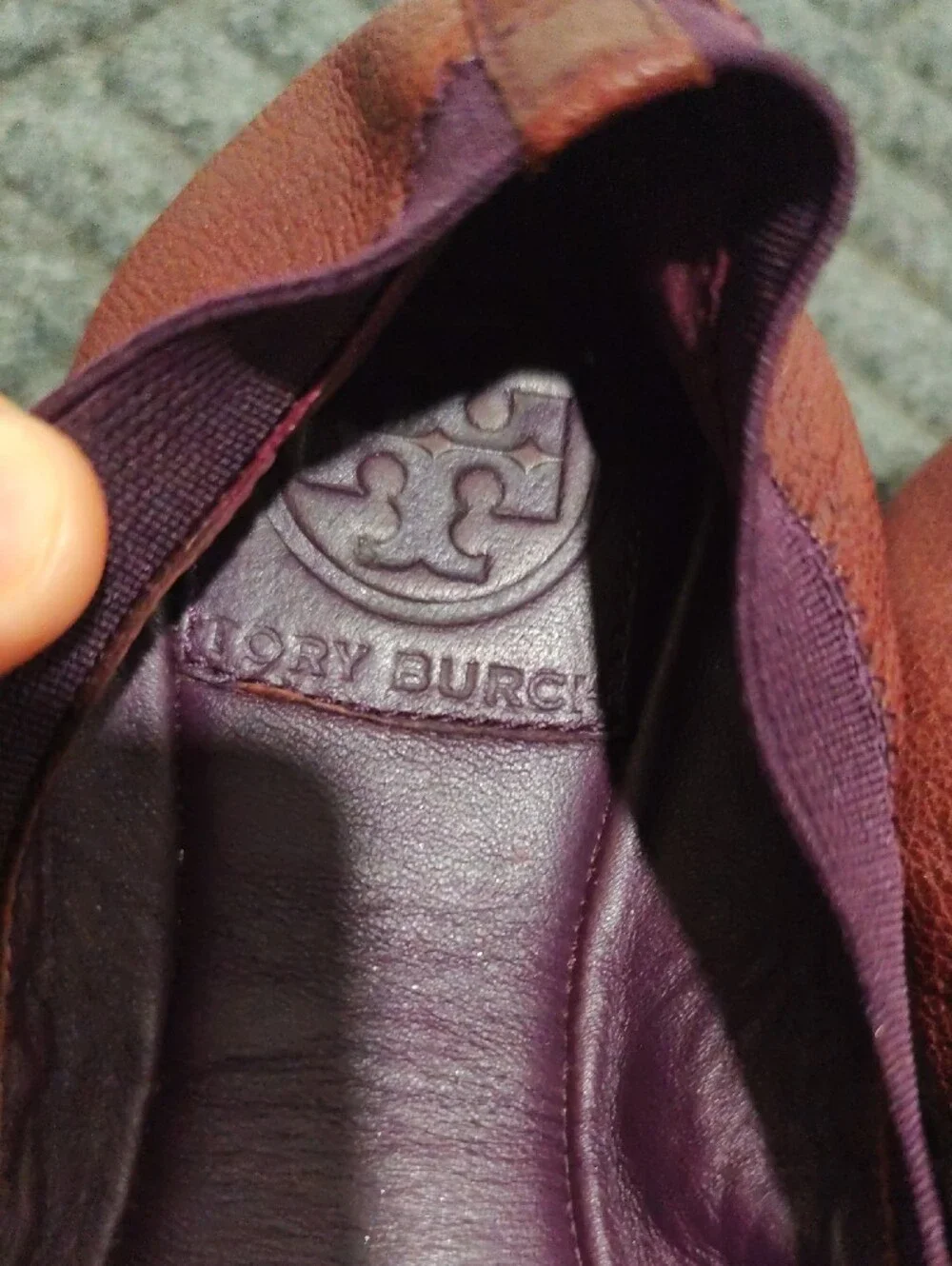 Tory Burch Burgundy Leather Logo Ballet Flats